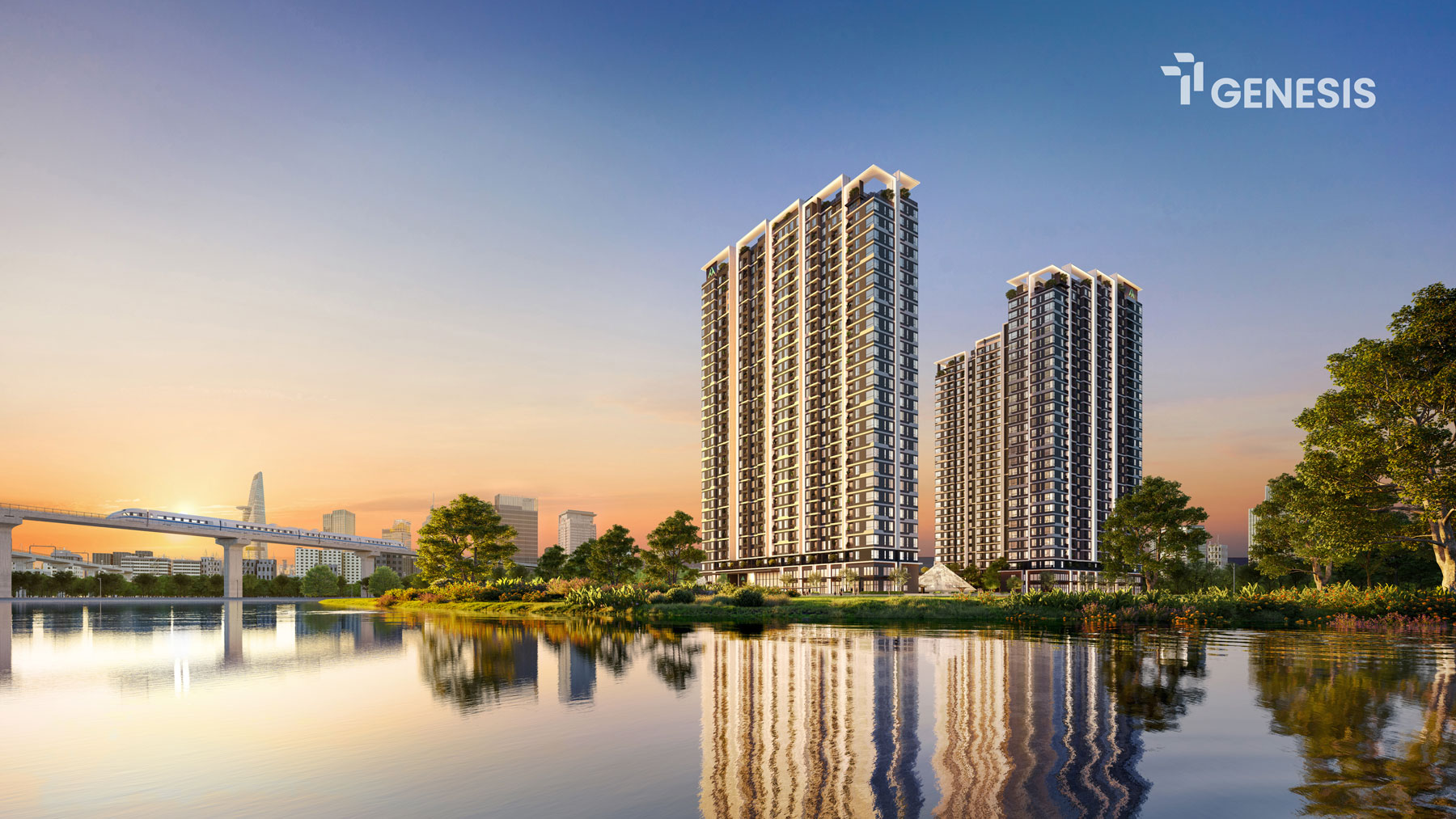 Phối cảnh tháp căn hộ TT Genesis Nhà Bè